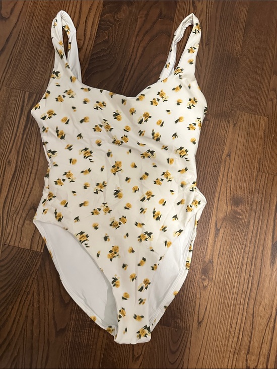 J. Crew Other - J. Crew Claudia Classic Sculpt White One-Piece Swimsuit with Yellow Floral Print
